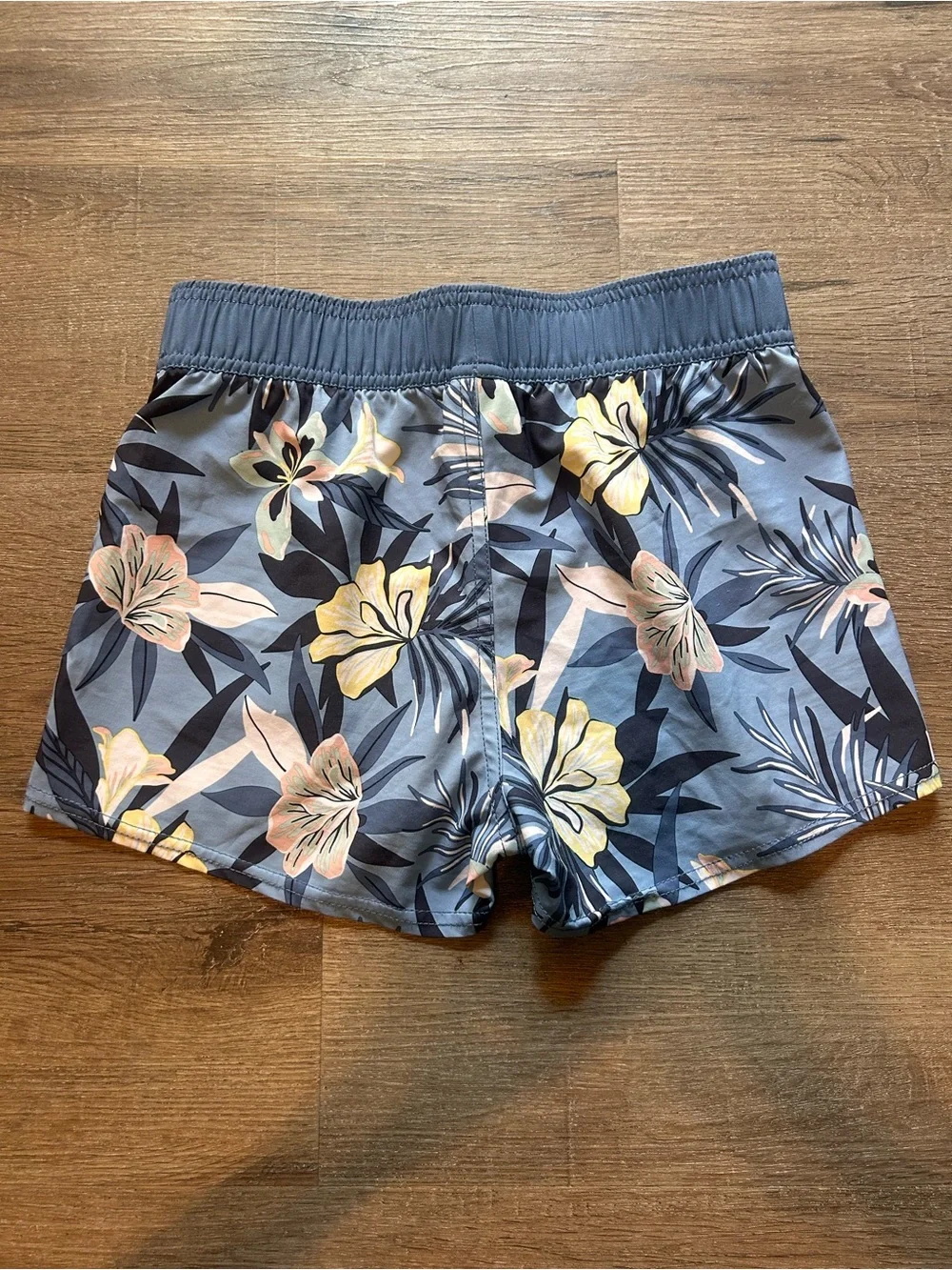 Roxy Girls Swim Board Shorts Size 12 Blue Tropical Floral Elastic Waist
